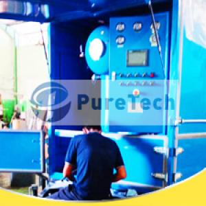 Trailer mounted transformer oil filtration machine at site